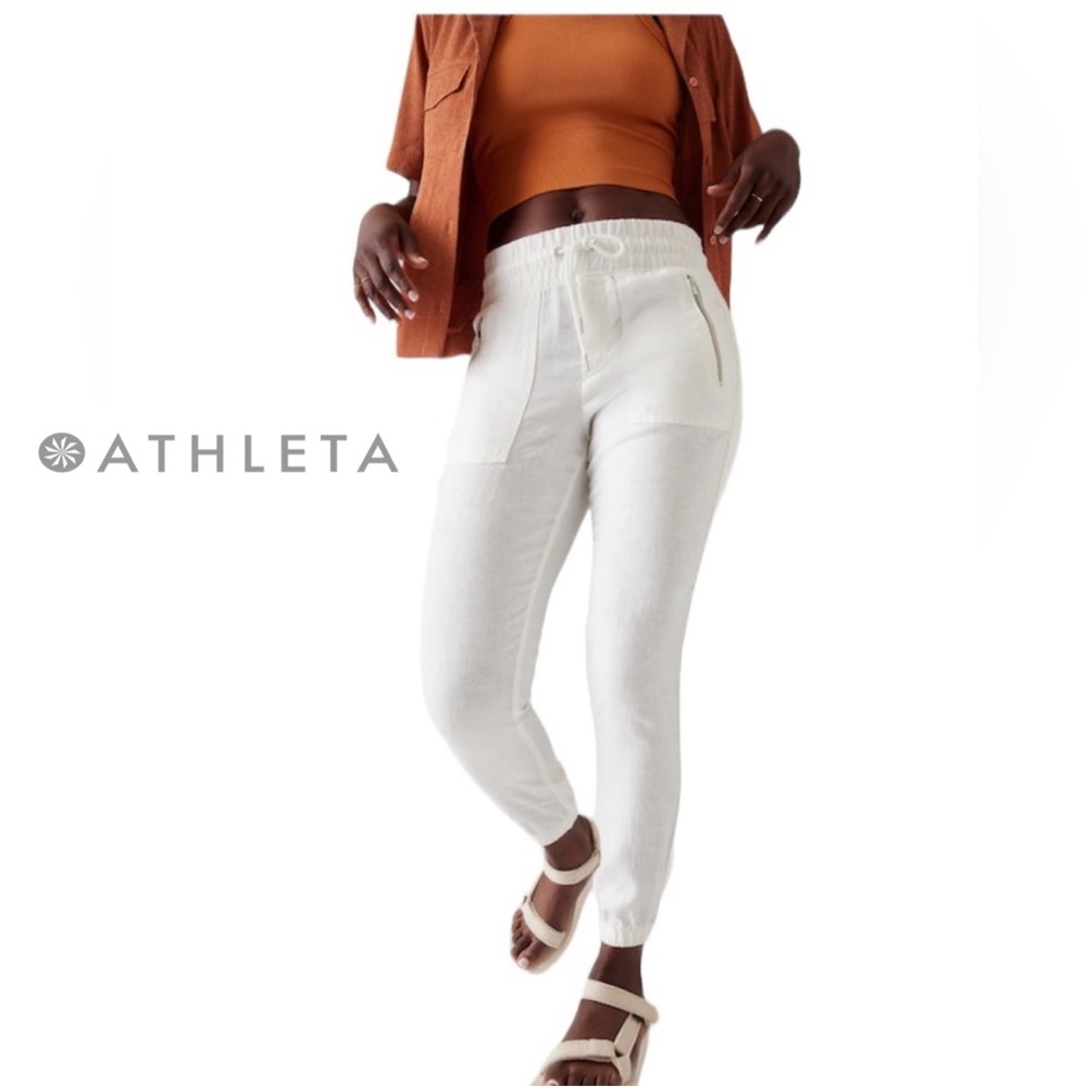 Athleta EUC Cabo Linen Jogger White Size 22